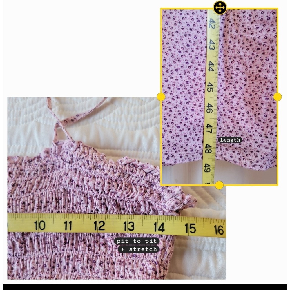New & OTHER STORIES 100% Cotton Pink Floral Sleeveless Smocked Midi Dress Size 8 - Picture 6 of 14